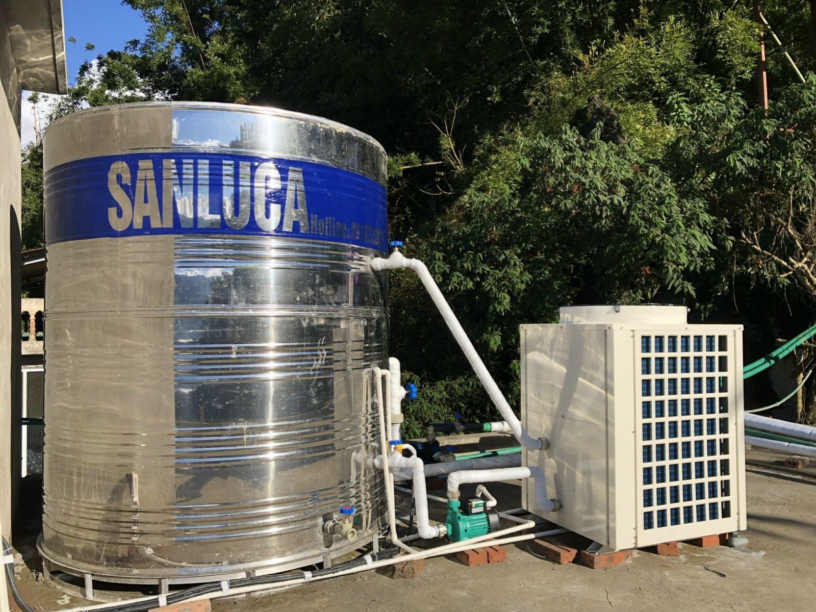 heat pump sanluca, nước nóng trung tâm bơm nhiệt